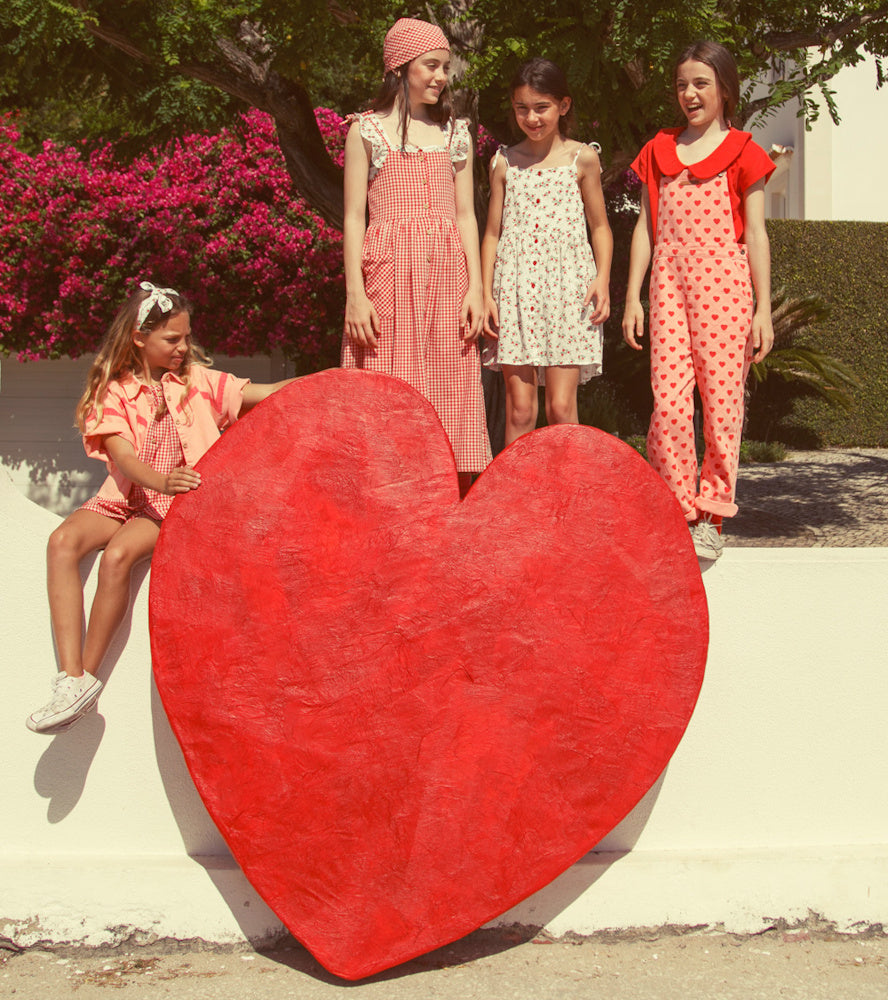 Blouse with Butterfly Sleeves Red & Ecru Checkered