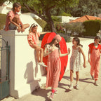 Blouse Écrue à Motif Fleurs Rouges