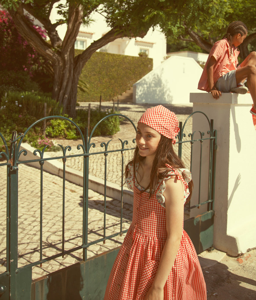 Blouse Écrue à Motif Fleurs Rouges