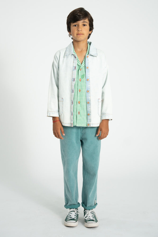Sweat plaid enfant vert avec poire | Sweat plaid Sweat plaid enfant vert avec poire | Sweat plaid