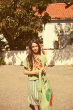 Bandana Satin Corail Imprimé Cerises