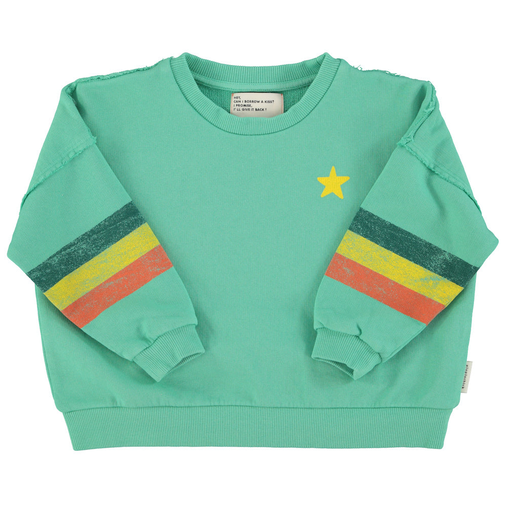 Sweatshirt Green with Multicolor Stripes