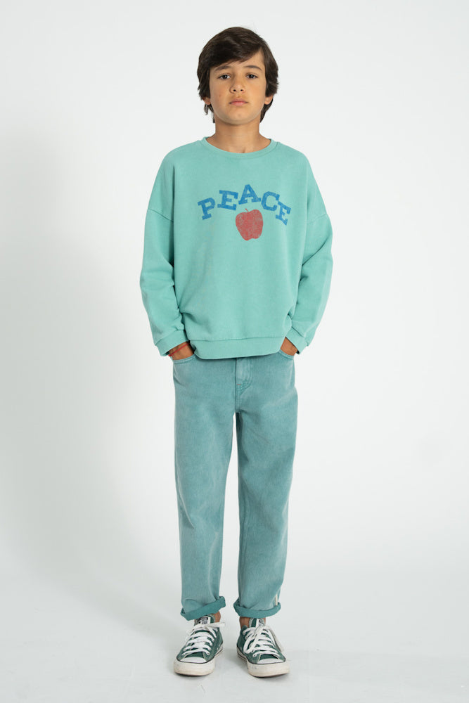 Sweatshirt Turquoise with PEACE Print