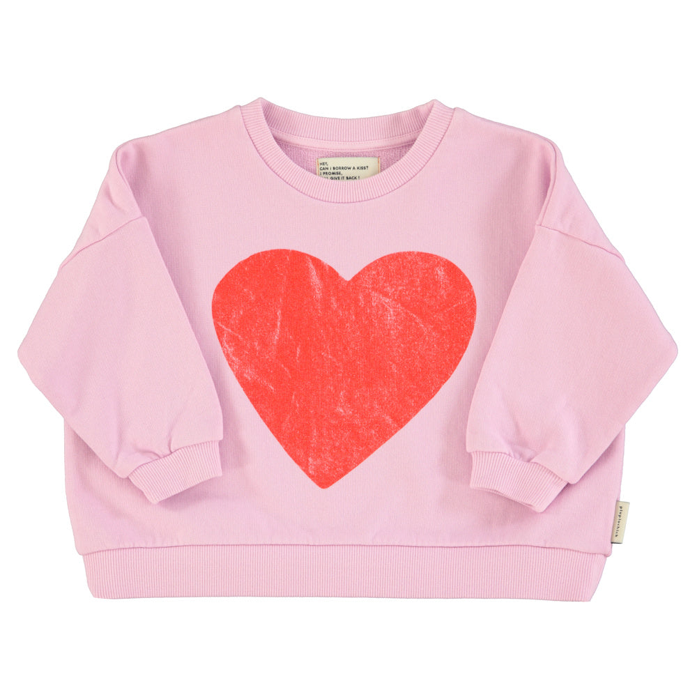 Sweatshirt Lilac with Red Heart Print