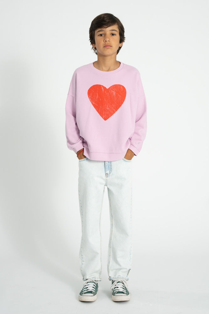 Sweatshirt Lilac with Red Heart Print