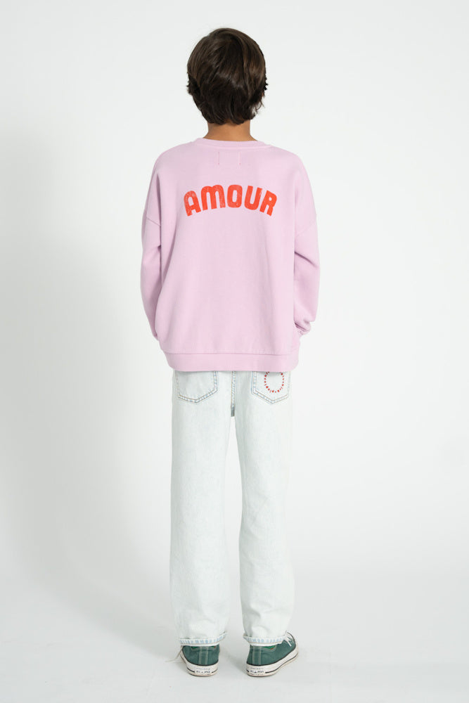 Sweatshirt Lilac with Red Heart Print