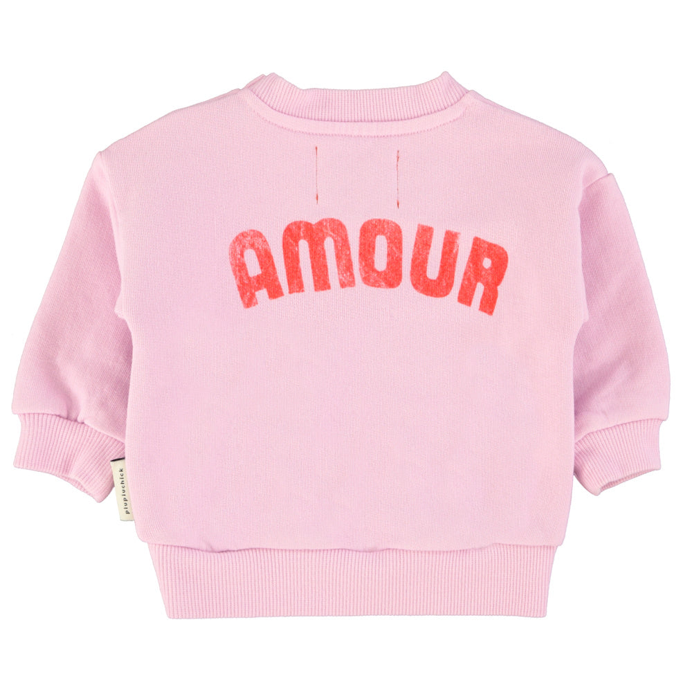 Baby Sweatshirt Lilac with Red Heart Print