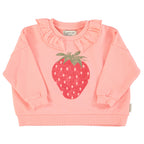 Sweatshirt with Collar Light Pink with Strawberry Print