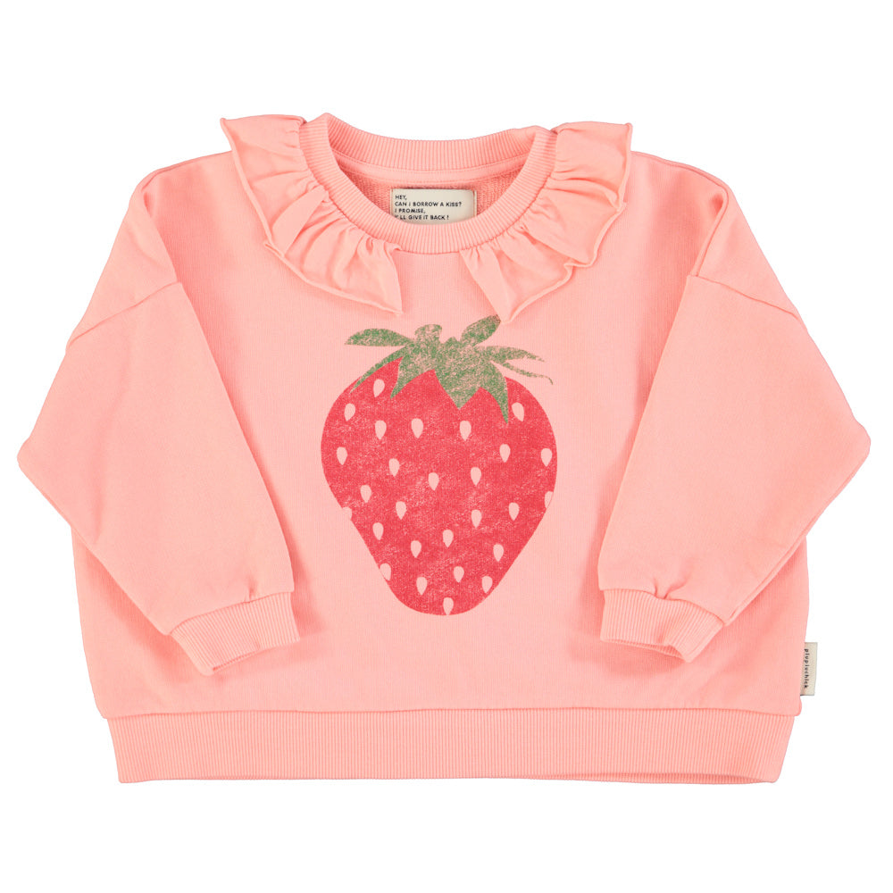 Sweatshirt with Collar Light Pink with Strawberry Print