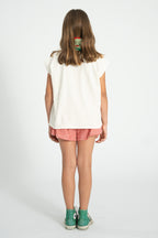 T-shirt Écru à Imprimé Pommes