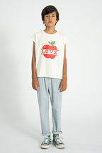 T-shirt Écru à Imprimé Pommes