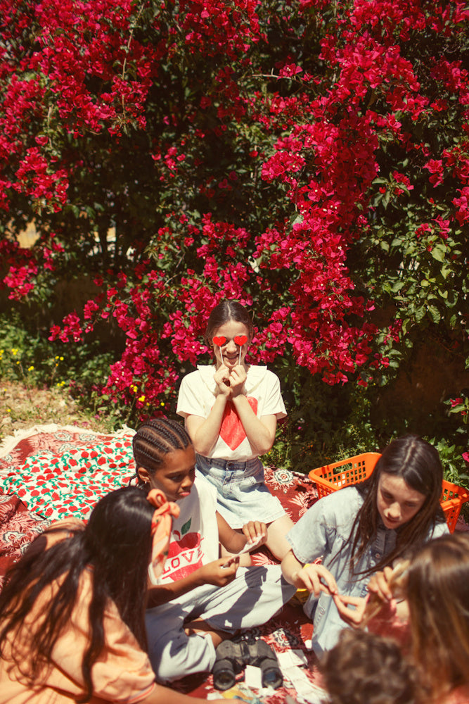 T-shirt Écru à Imprimé Pommes