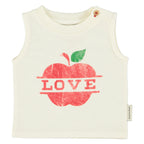 Baby Sleeveless T-Shirt Ecru with Apple Print