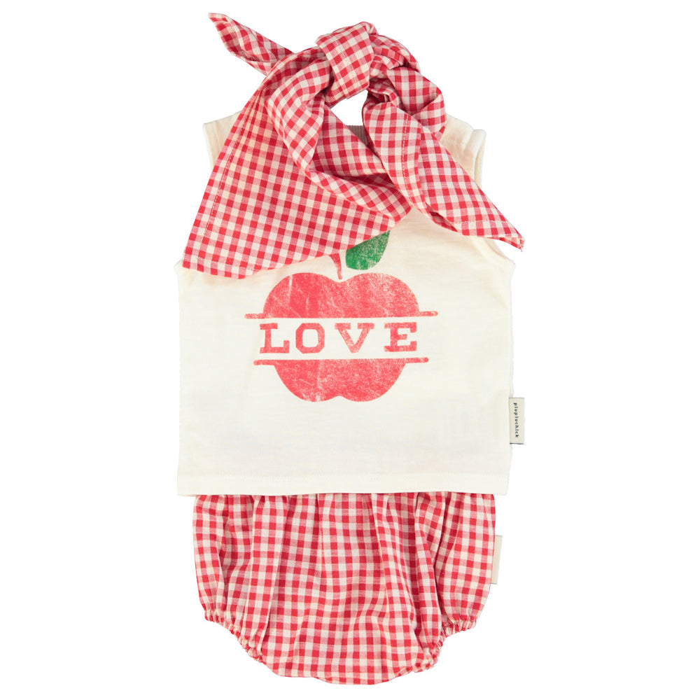 T-shirt Bébé Écru à Imprimé Pommes