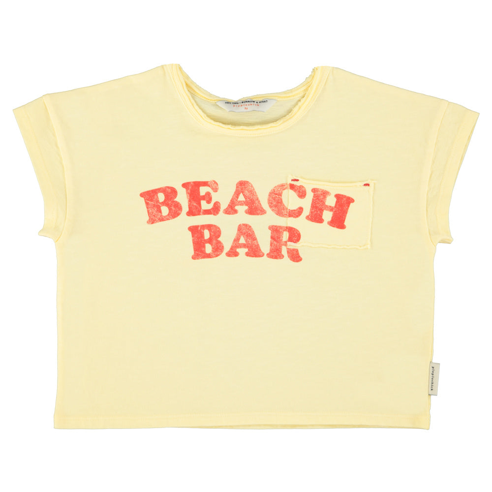 T-shirt Jaune Clair à Imprimé BEACH BAR