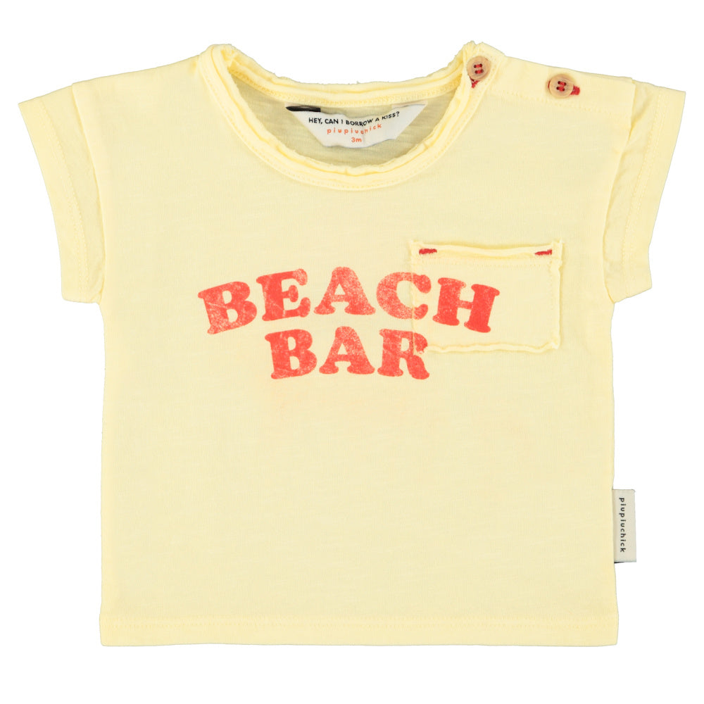 Baby T-Shirt Light Yellow with BEACH BAR Print