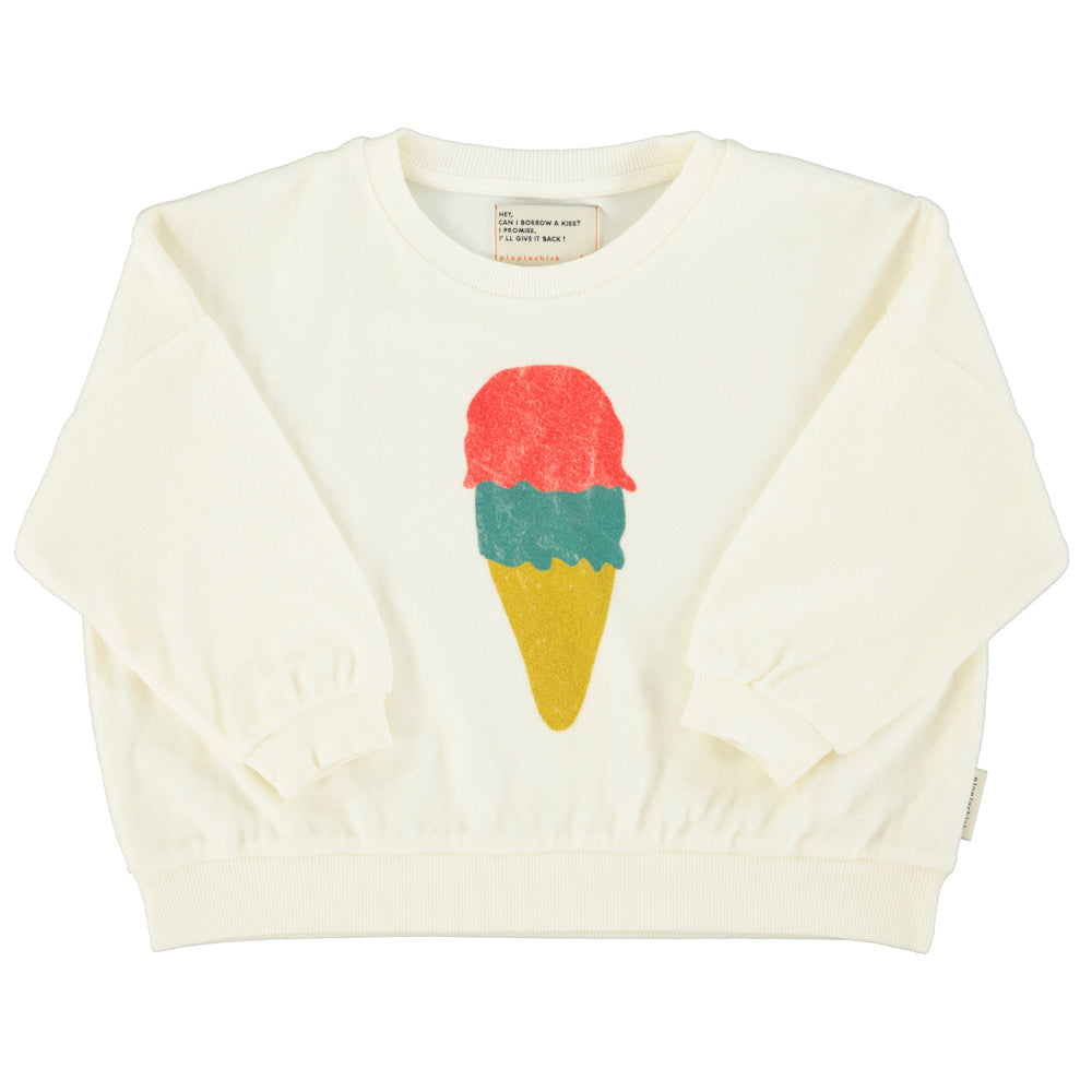Sweatshirt Ecru with Ice Cream Print