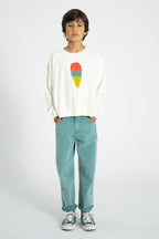 Sweatshirt Ecru with Ice Cream Print