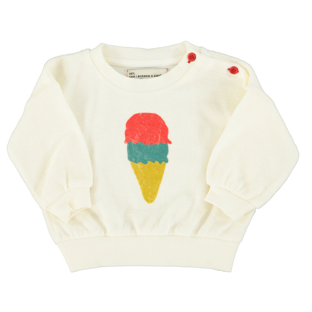 Sweat Bébé éponge Écru à Imprimé Glace