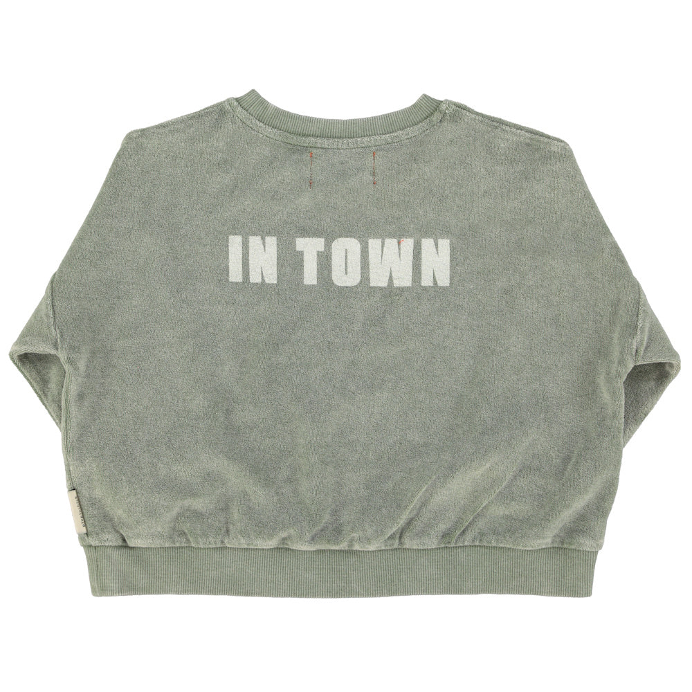 Sweatshirt Washed Green with BEST FRIEND Print