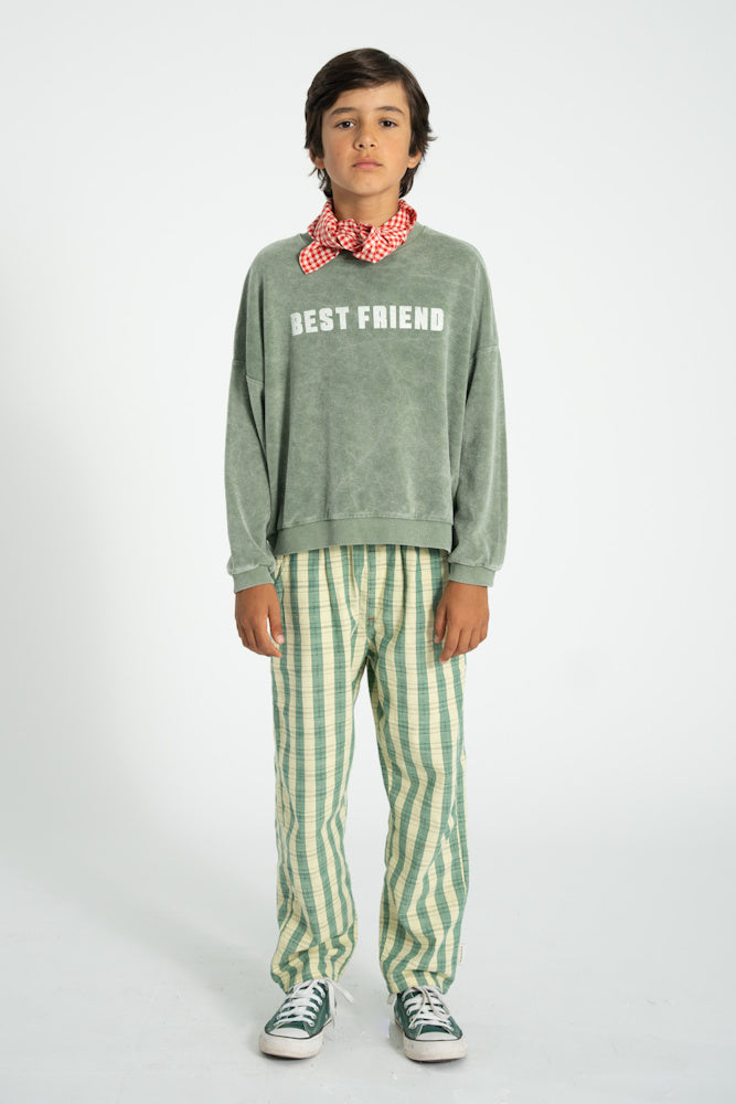 Sweatshirt Washed Green with BEST FRIEND Print