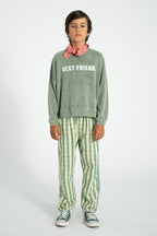 Sweatshirt Washed Green with BEST FRIEND Print