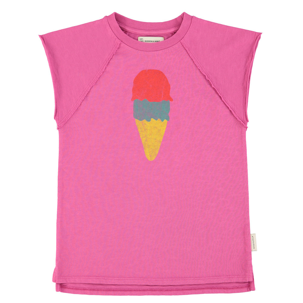 Robe T-shirt Fuchsia à Imprimé Glace