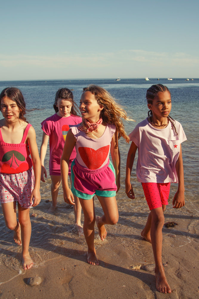 Robe T-shirt Fuchsia à Imprimé Glace