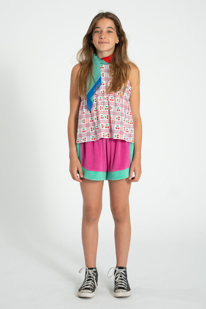 Short éponge Fuchsia et Vert