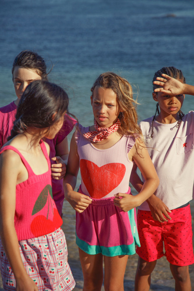 Short éponge Fuchsia et Vert