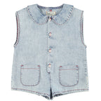 Combinaison Courte en jeans Clair à Imprimé Pommes