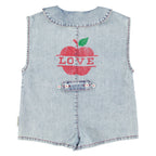 Combinaison Courte en jeans Clair à Imprimé Pommes