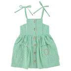 Robe Courte à Carreaux Vert et Écru