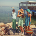 Robe Courte à Carreaux Vert et Écru