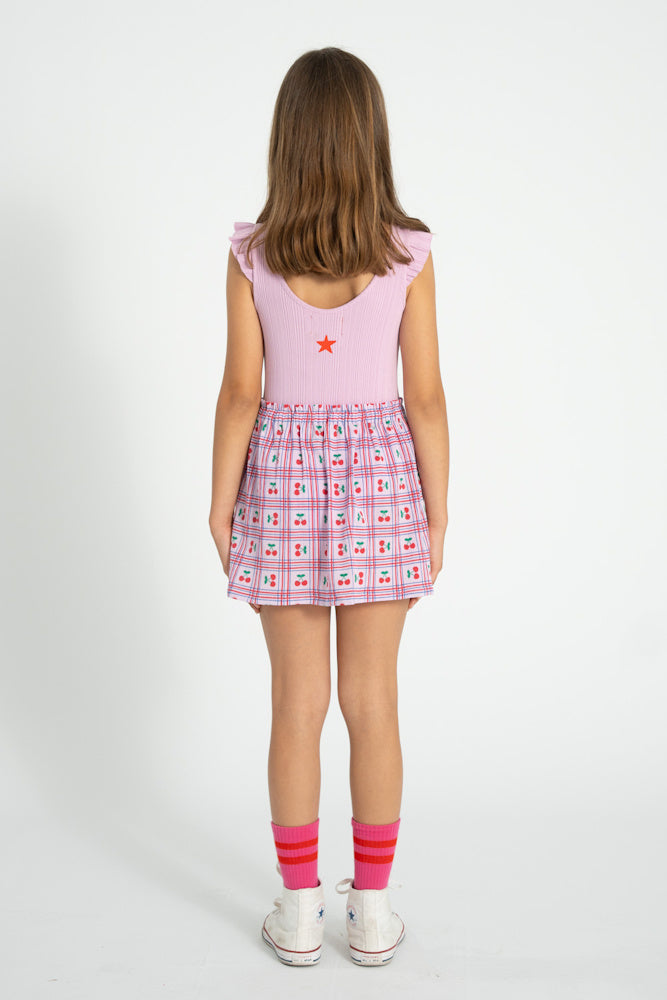 Jupe Courte Lilas à Motif Cerises