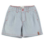 Short Garçon Écru à Rayures Indigo