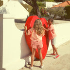 Short Garçon Écru à Rayures Indigo