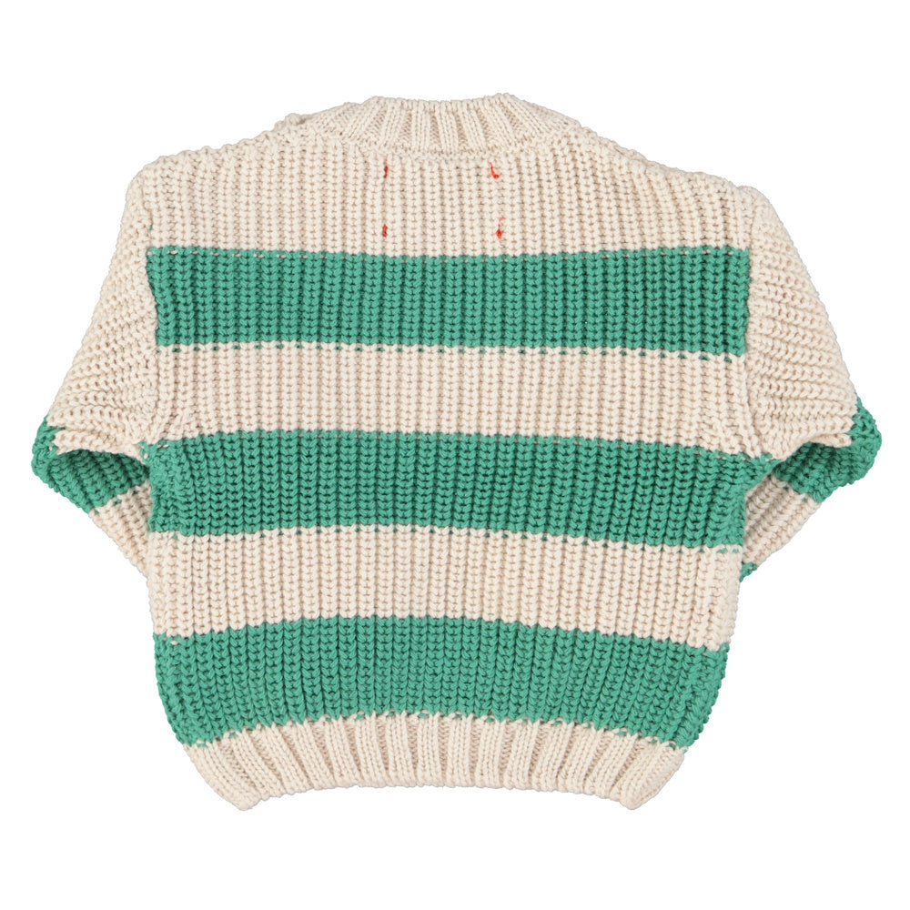 Baby Knitted Sweater Ecru & Green Stripes