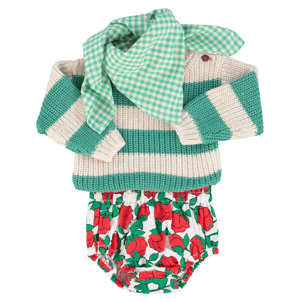 Pull Bébé Écru à Rayures Vertes