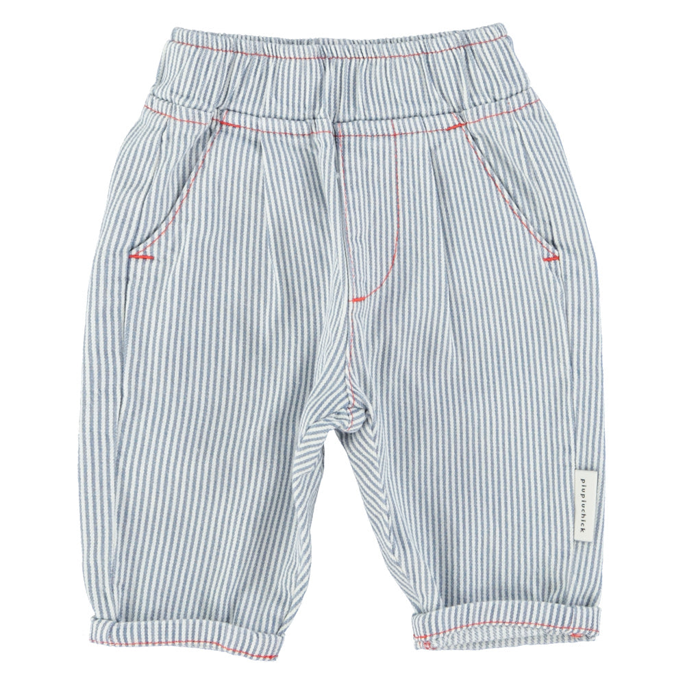 Pantalon Bébé Écru à Rayures Indigo