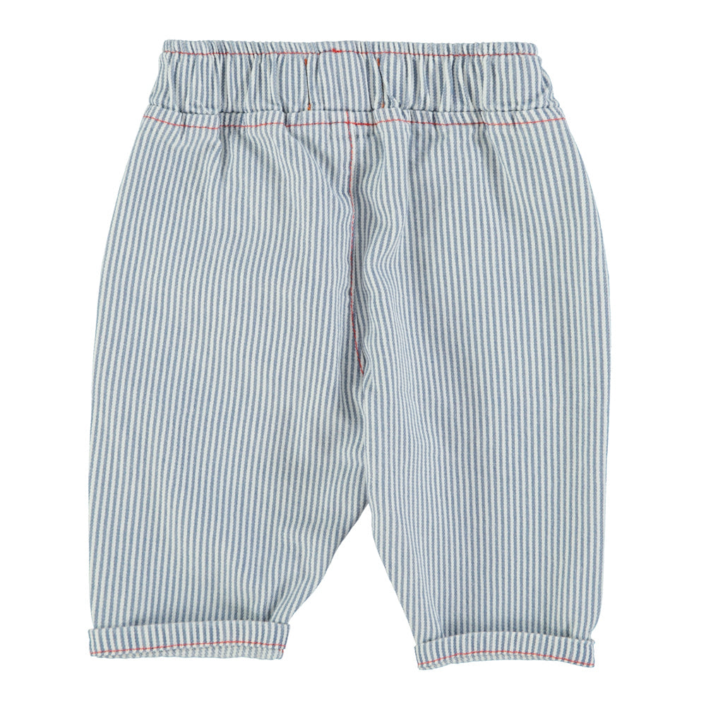 Pantalon Bébé Écru à Rayures Indigo