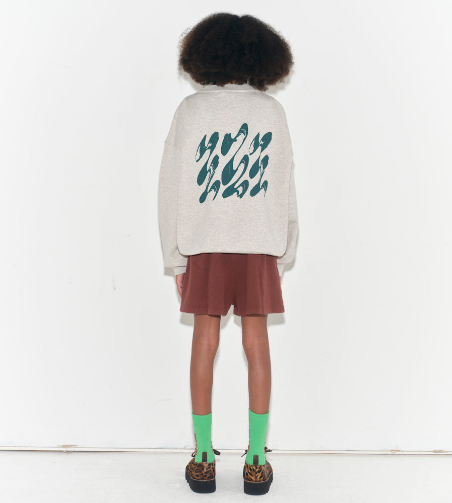 Ecru Melange Bubble Sweatshirt