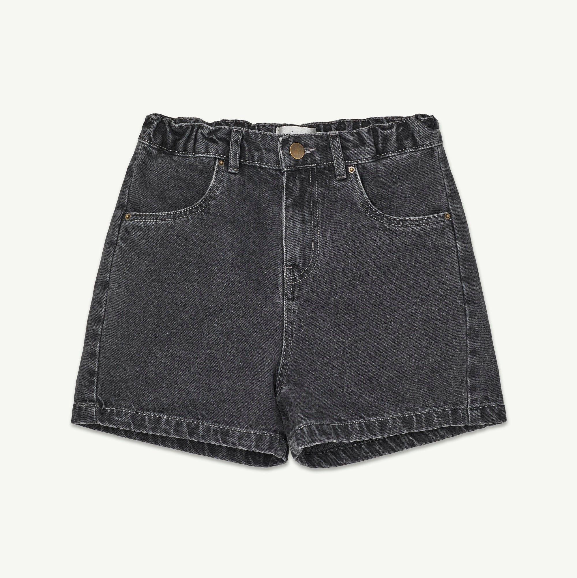 Washed Black Denim Shorts