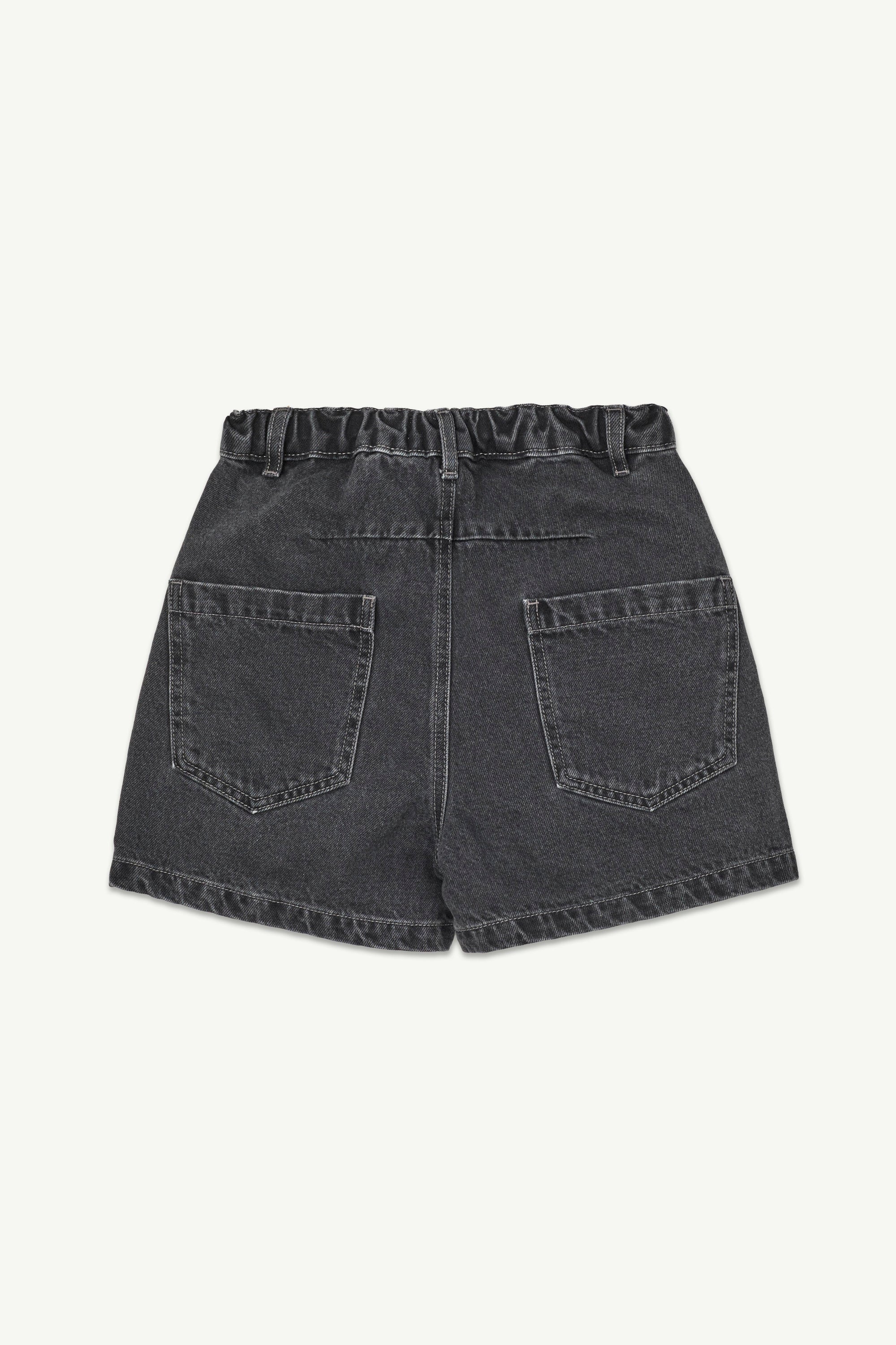 Washed Black Denim Shorts