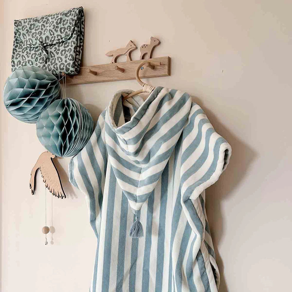 Poncho de bain éponge Suzon rayures blue cloud
