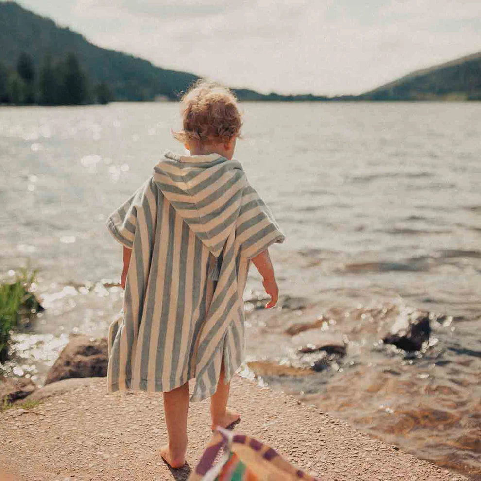 Poncho de bain éponge Suzon rayures blue cloud