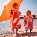Poncho de bain éponge Suzon rayures strawberry