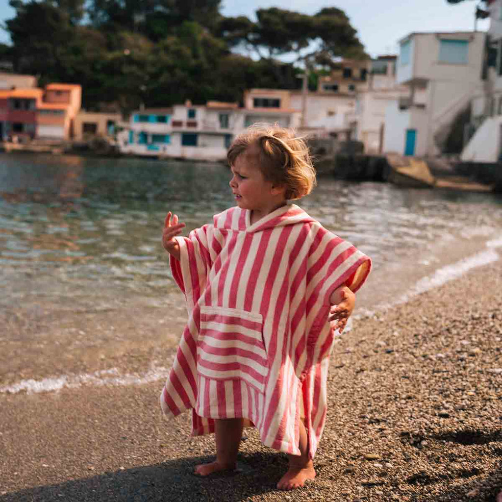 Poncho de bain éponge Suzon rayures strawberry