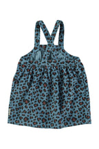 Short dress with blue to animal print