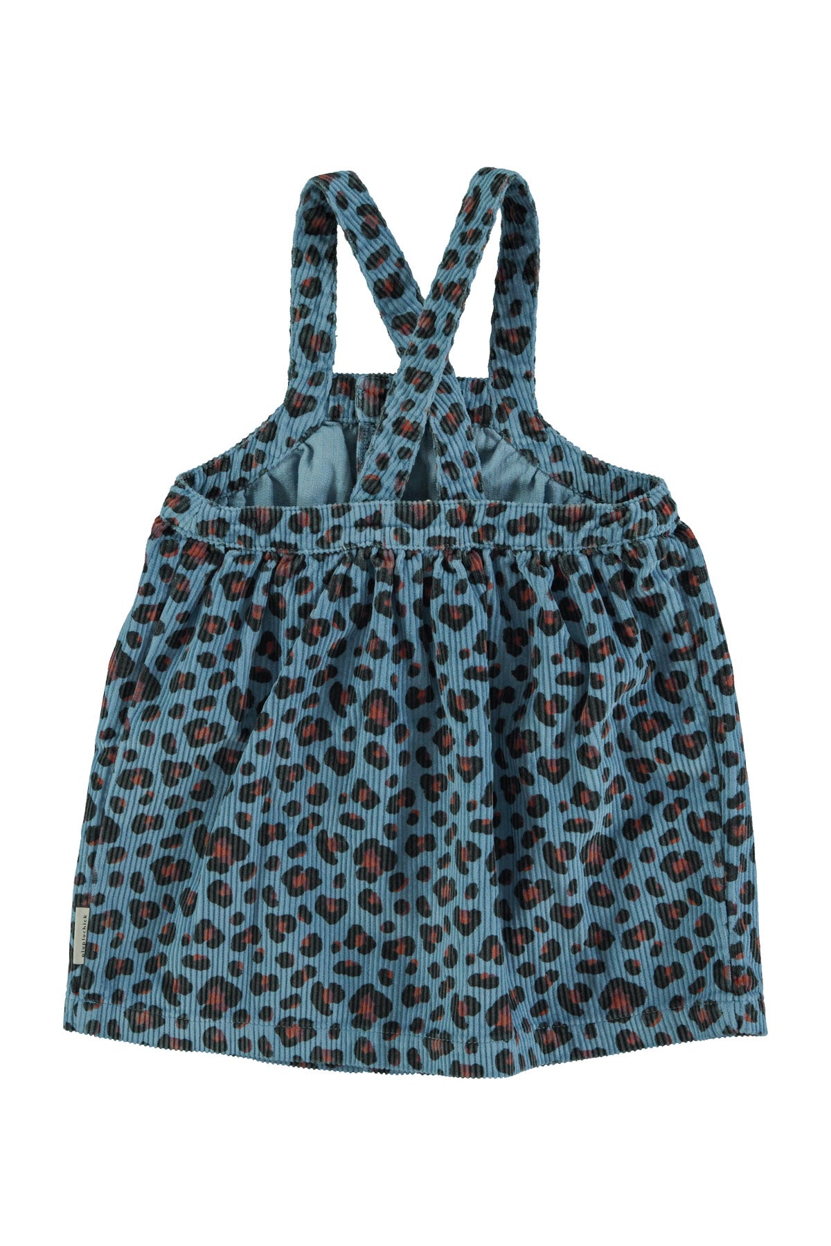 Short dress with blue to animal print
